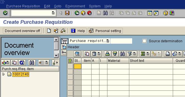Purchase Requisitions screen may have data, if so,