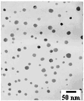 . Typical TEM micrographs of Cu/ composite films annealed at C and prepared with: pieces and pieces of Cu wires of mm length and the size distribution of the Cu particles in the matrix.