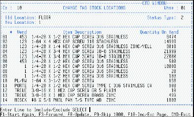 CHANGE TAG STOCK LOCATIONS (TAG/TSLS/CTSL) Use this program to change Tag Records from their current location to a new location.