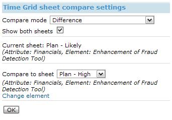 He clicks Menu > Compare For Compare mode, he selects Difference He selects Show both sheets.