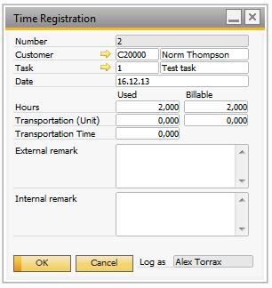 Double-click the cell: And the time registration opens: If more time registrations exist on the same task on
