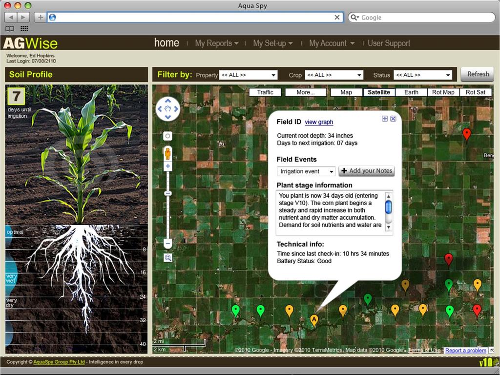 Precise Information for each location Agronomic information based on