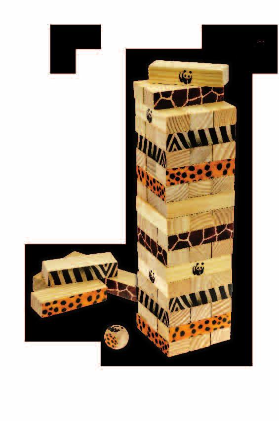 WWF GAMES & PUZZLES Tumble Tower These tumble towers feature funky animal prints and patterns.