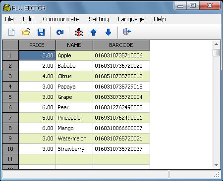 Goods code--plu 3)Choice and edit the need be edited goods from the software excel: (Such as Orange) 4)Save the data, system will create a new file. Save the file to U-disk root directory.