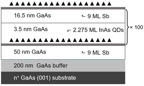 InAs/GaAs QD structure with high in-plane QD density, as shown in Fig. 2.