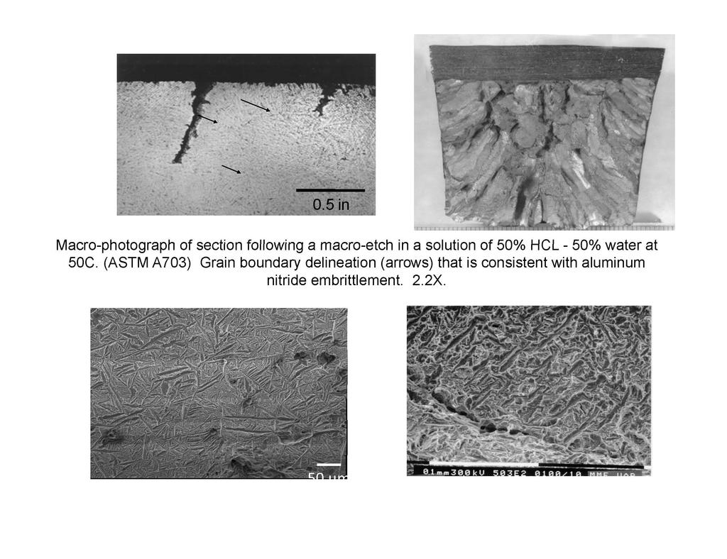 The two lower microphotos are taken by an SEM on a fracture face facet,
