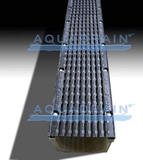 This channel and grate system currently comes complete with longitudinal heelguard and transverse style gratings.