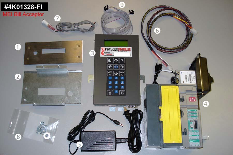 The SC-CONVERSION KIT consists of the following components (Please check to be sure you have all these components prior to starting the conversion of your change machine): (#1) External Stainless