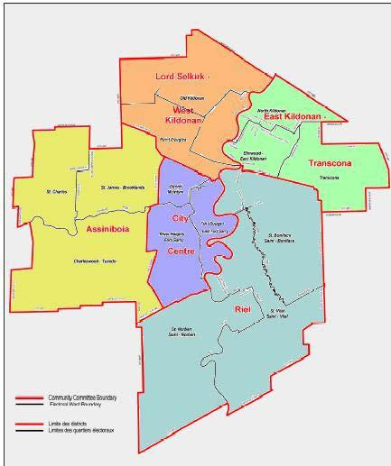 Political Structure Three Ward Councillors are grouped into 5 Community Committees Cindy Gilroy Daniel McIntyre Ward Mike Pagtakhan Devi Sharma Ross Edie Point Douglas Ward Old Kildonan Ward Mynarski