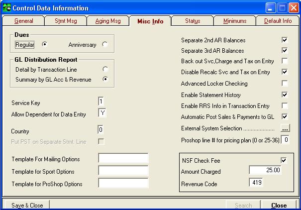 ClubConnect Accounts Receivable User Guide 2. Click the Misc. Info tab. The Misc. Info tab appears. 3.