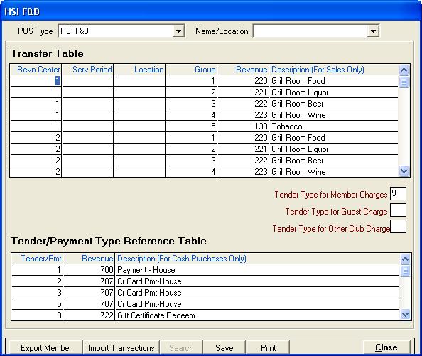 User Guide ClubConnect Accounts Receivable 2. From the POS Type drop-down list, select HSI F&B. The HSI F&B window appears. 3. In the Revn Center column, type the profit center number. 4.