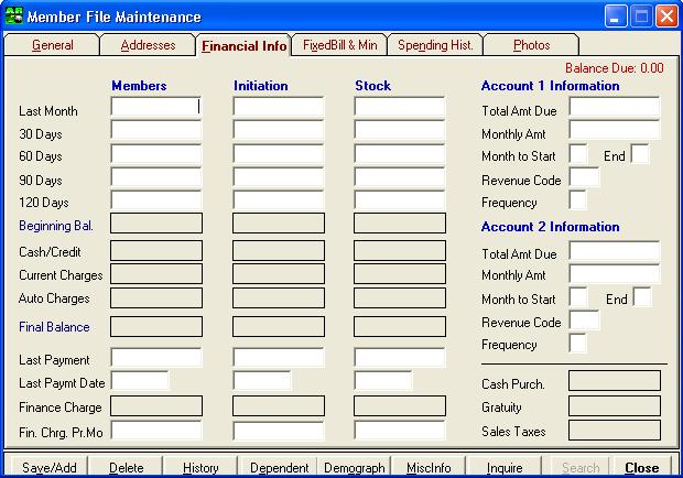 ClubConnect Accounts Receivable User Guide Financial Information This tab displays the member s balance and aging balance information for each receivable.