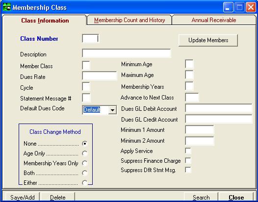 User Guide ClubConnect Accounts Receivable Member Classes Membership classes allow you to categorize the different memberships offered at the club and track the members belonging to each class.