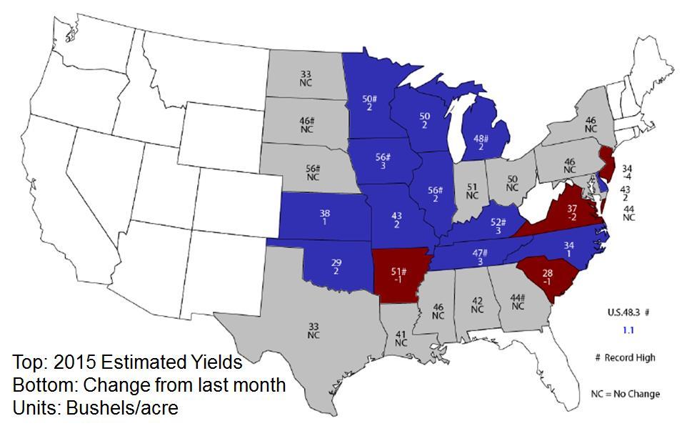 But in the case of soybeans, the records extend all the way into Illinois.
