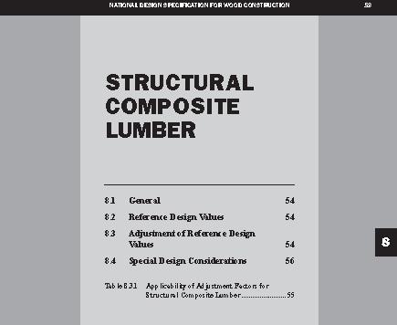 NDS Chapter 8 Chapter 8 Structural Composite Lumber No changes from 2005 NDS