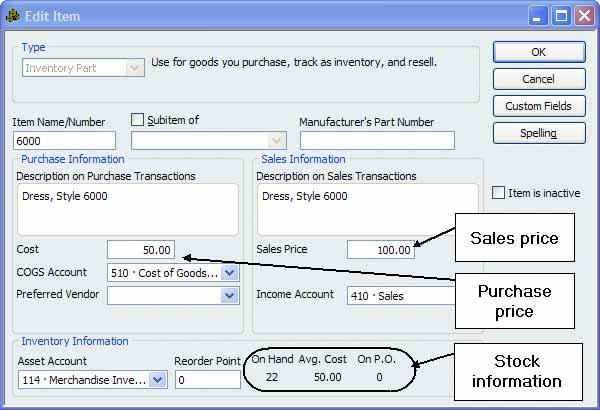 QuickBooks Pro Workshop 6 The Corner Dress Shop Page 4 This report provides information on the 6 items of inventory sold by the company, including the beginning quantity on hand, average cost, and