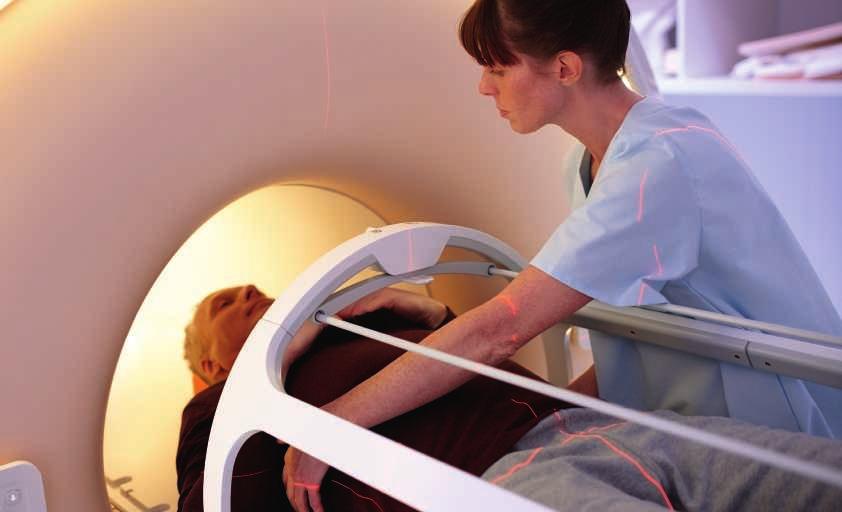 Position with precision Highly targeted treatment plans rely on MR imaging performed in the patient s radiation treatment position.