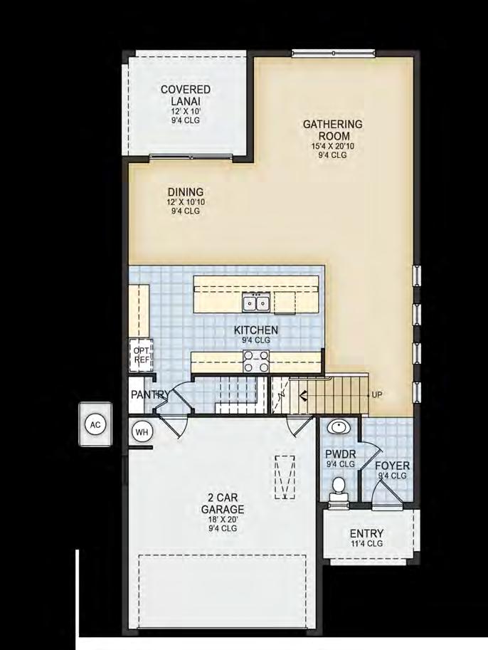 Tribeca Collective Series Tribeca First floor 4 bed 2.5 bath 2 car garage 2,087 sq. ft. Upper Living Lower Living Garage Lanai Entry Total Under Roof 1,127 sq. ft. 960 sq. ft. 394 sq. ft. 120 sq. ft. 50 sq.