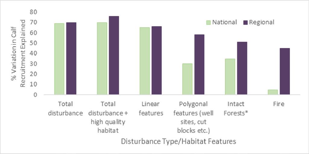 Indirect effects result when disturbances affect the size or behaviour of the predator and prey populations within or adjacent to boreal caribou ranges.