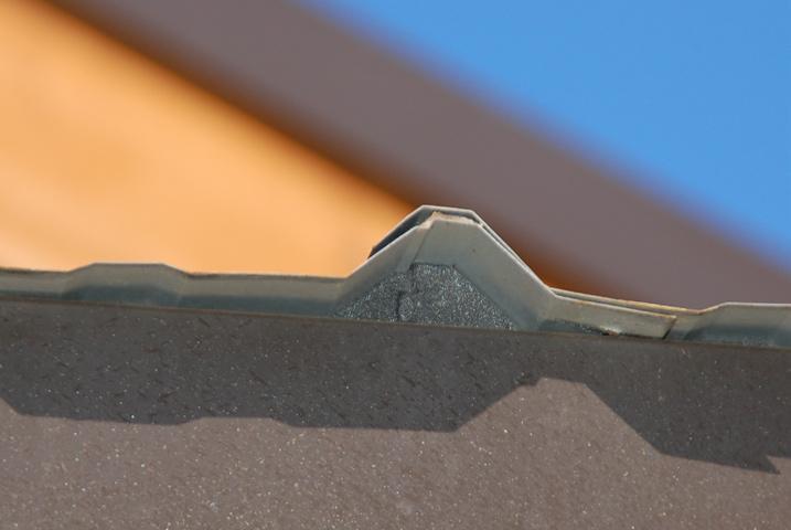 Bird stop (missing) TILE AND OTHER NONCOMBUSTIBLE ROOF COVERINGS WITH GAPS ALONG THE EDGES Some roofing materials have a gap at the ridge and edge of the roof.
