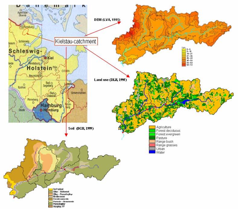 Maps Input data for the Kielstau catchment Digital elevation model (LVermA, 1995) Land use (DLR,