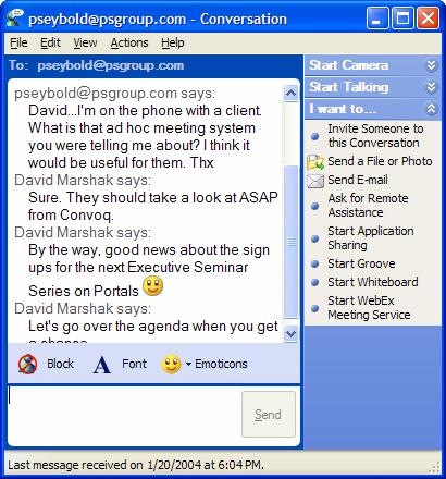 2 Instant Messaging at Work Instant Messaging at Work, Inc. Illustration 1. Instant messaging in a business context provides responsiveness to customer needs and increased collaboration.