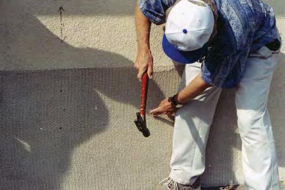 The third layer called a color coat is very thin no more than 1/8" thick consisting of cement and color.