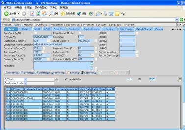 System Overview 1.5 Workspace Components Eg. Screen of Sales Quotation 1. Menu Bar 6.