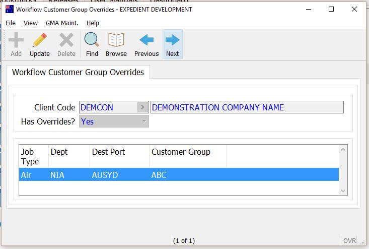 Input Customer Group Overrides In the Customer Masterfile screen we had the ability to add a customer group against the customer.