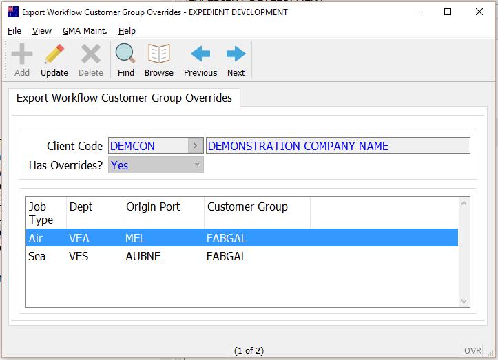 Export Customer Group Overrides In the Customer Masterfile screen we had the ability to add a customer group against the customer.