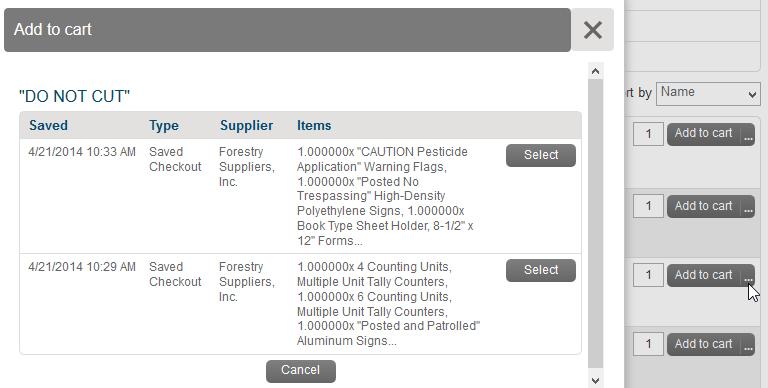 c. To add additional catalog or non-catalog items to your In Progress shopping cart you can return to the Non-Catalog item to define another product or select an item from the hosted catalog. d. Click the next to the Add to Cart button.