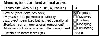Animal numbers The number of animals that could be housed by each component should be entered in the appropriate box for the animal type(s) in the third portion of the table.