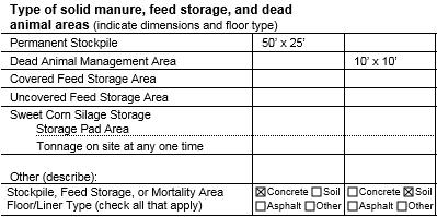 If dead animals are taken to an off-site area, indicate as such or make a note on a separate sheet of paper and attach it to the application form.