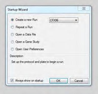 Setup Protocol on the Software When first starting the software, it will prompt you to create a new file, repeat a file or do other