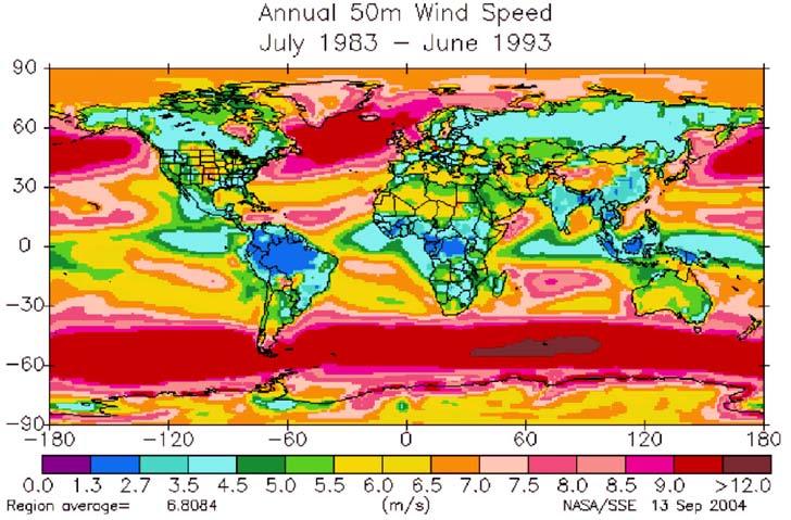 Reference NASA/SSE web site GLOBAL WEATHER PATTERNS AND ALTERNATIVE POWER A detailed analysis of global weather patterns is beyond the scope of this paper, but some general comments are provided.
