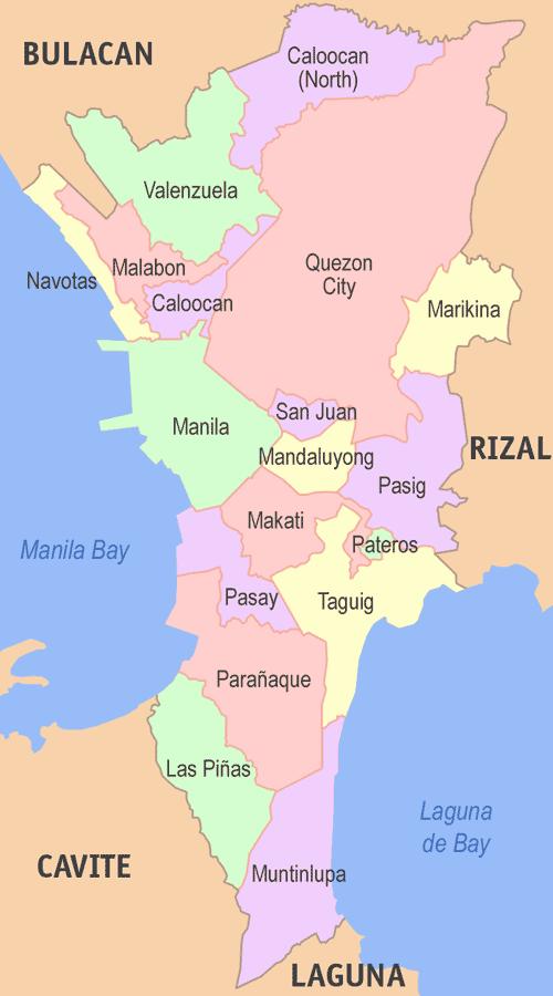 Metro Manila (National Capital Region) 16 cities and 1 municipality Total area 636k m2 Population 9.93 million (2000, NSO) Dry season Nov.-Apr Wet season May-Oct.