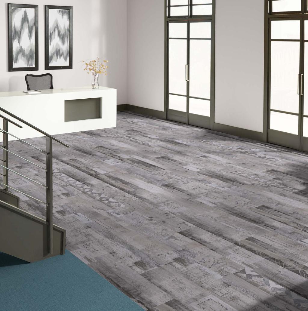 INSPIRED. INSPIRING. Balance soft and hard surfaces with coordinating Milliken Luxury Vinyl Tile.