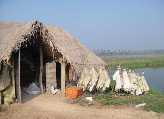 Semi-permanent structures were used by 13 percent of the farmers, and 29