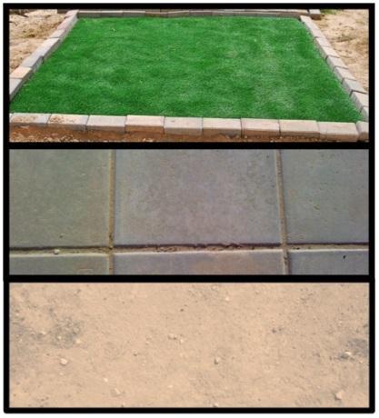 and albedo Test plots with three types of succulent plants and three non-succulents including grass Dry surfaces: Artificial turf Concrete paving Results were used as input to calculate