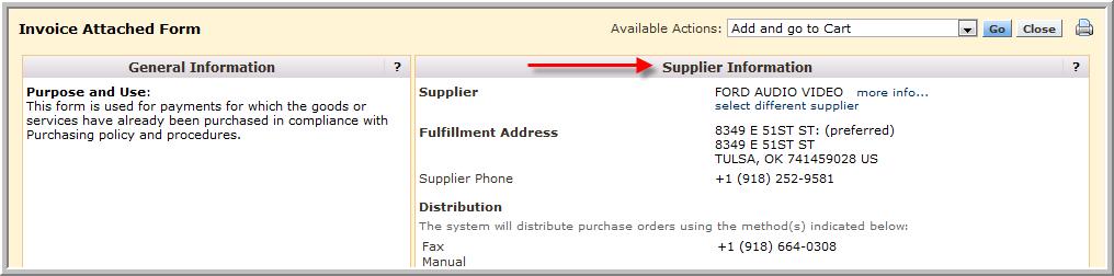 Validate that the supplier and order Fulfillment Address selected are accurate.