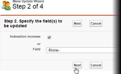 Select Update Salary Records: The Mass Update Wizard prompts you for the field you want to
