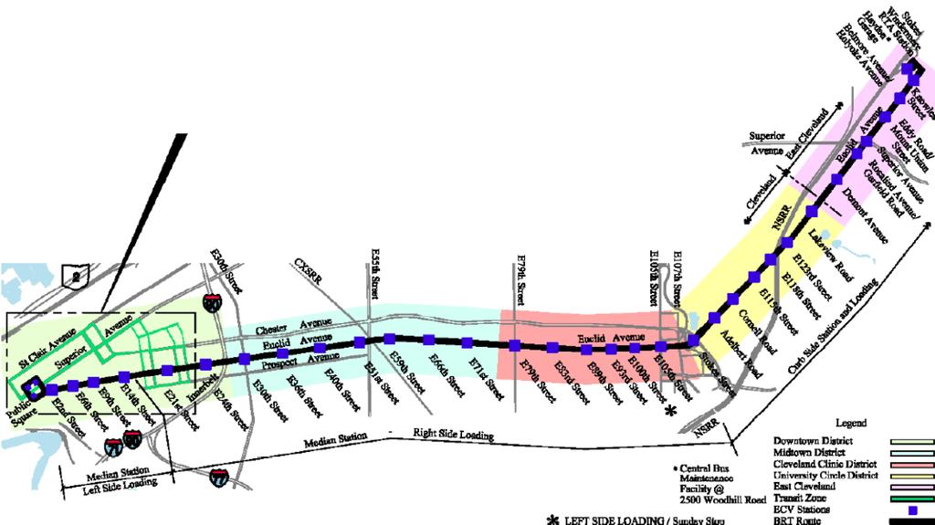 Euclid Corridor HealthLine BRT Project Map