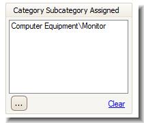 In the Item Manager window, click the Advanced tab. Figure 8: Category and subcategory 1. Under Category/Subcategory click the ellipsis button.
