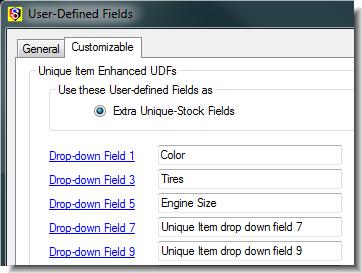 User-Defined Fields for an Item s Unique Features The last set of user-defined fields are used to define an item s unique features.