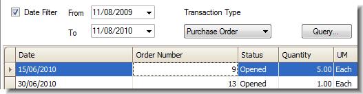 View Transactions Associated with Item 1. In the Item Manager window, click the Transactions tab. Figure 46: View transactions 2.