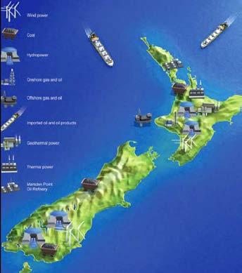 Energy Map of New Zealand High Temp Geothermal sources are located primarily in central part in northern island, while medium/low temperature sources are spread all through the N and S islands.