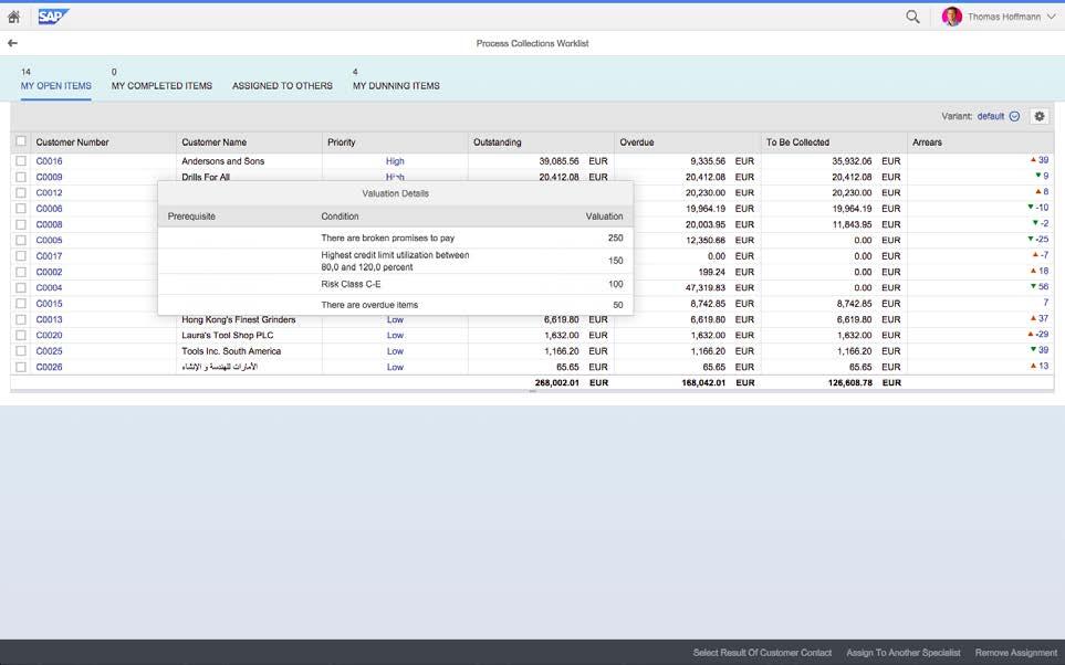 SAP Fiori for accounts receivable accountant Process Collections Worklist The transactional app Process Collections Worklist is intended for collection specialists whose main task is to contact