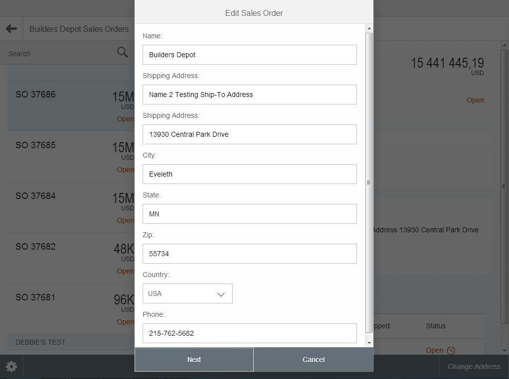 SAP Fiori for sales representative (SD) Change Sales Orders Allows sales rep to change a sales order, such as when a customer wants an order for delivery directly to another shipping address.