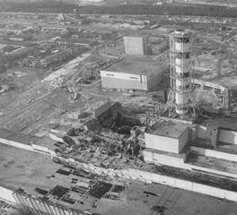 4/6/86 Chernobyl, Ukraine. Reactor No. 4 after fire/meltdown. 130,000 evacuated 1.5 M exposed to radioactive fallout 600,000 involved in clean-up Increased cancer rates http://en.wikipedia.