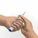 Step 7: Hold the body of the AVONEX PEN in 1 hand with the needle and needle cover pointing away from you and other people.
